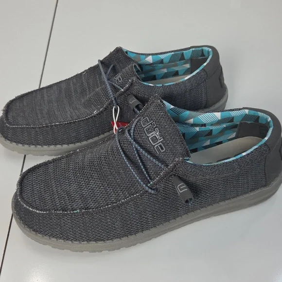 Hey Dude Charcoal and Teal Loafers NWT - Picture 2 of 15